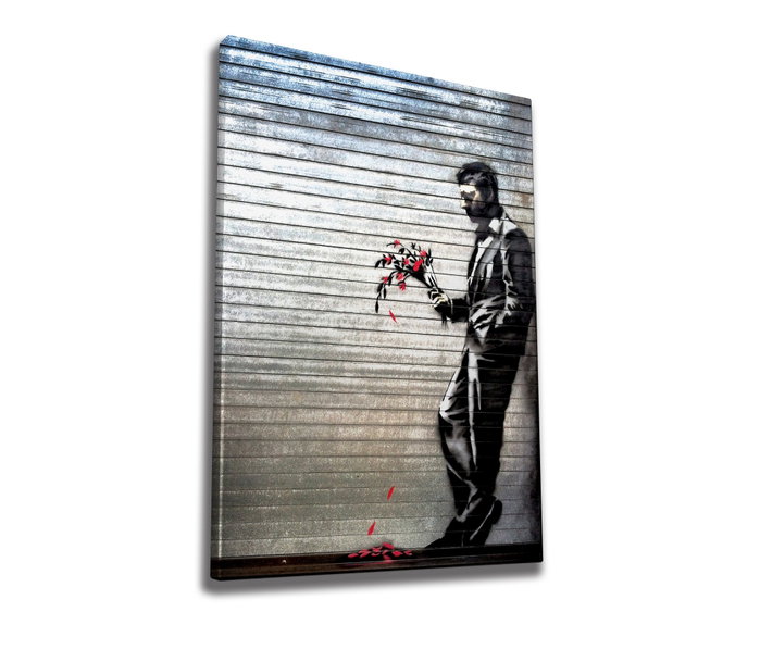 Wallity WY17 Banksy Lienzo Decorativo enmarcado 50 x 70 cm